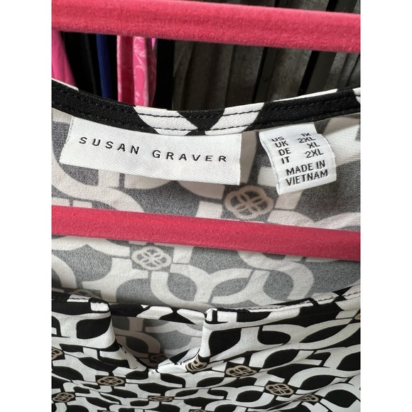 Susan Graver Sleeveless‎ Tank Top Black White Gold Woman's Plus Size 1x Work - Picture 5 of 5